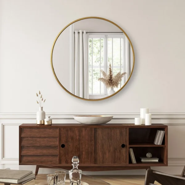 Jill Zarin 36" Elegant Round Metal Wall Mirror, Assorted Colors